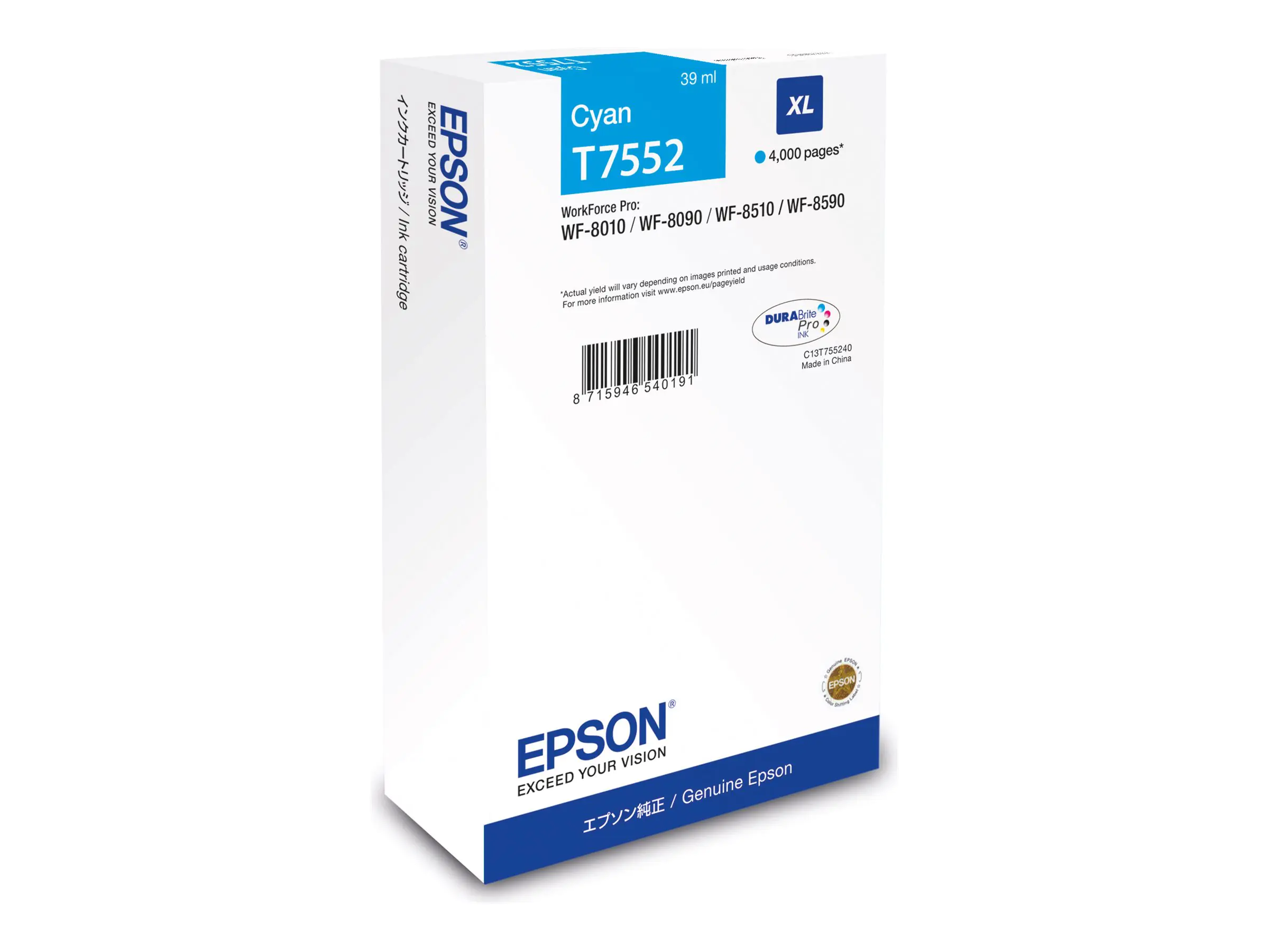 Epson T7552 - 39 ml - XL - Cyan - original - Tintenpatrone