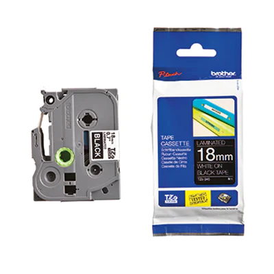 P-touch Schriftbandkassette TZE345 18mmx8m laminiert ws auf sw P-touch Schriftbandkassette TZE345 18mmx8m laminiert ws auf sw