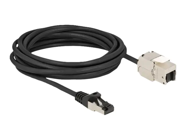 Delock - Netzwerkverlängerungskabel - RJ-45 (M) zu RJ-45 (W) Keystone - 5 m - S/FTP - CAT 6a - Schwarz