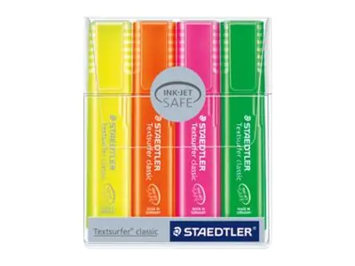 STAEDTLER Textsurfer classic 364 - Textmarker - verschiedene Farben - Pigmenttinte - 1-5 mm (Packung mit 4) 364 P WP4