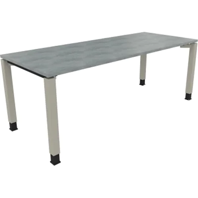 Schreibtisch Vierfuß Quadratrohr B2000xT800xH680-820 si/Beton hell