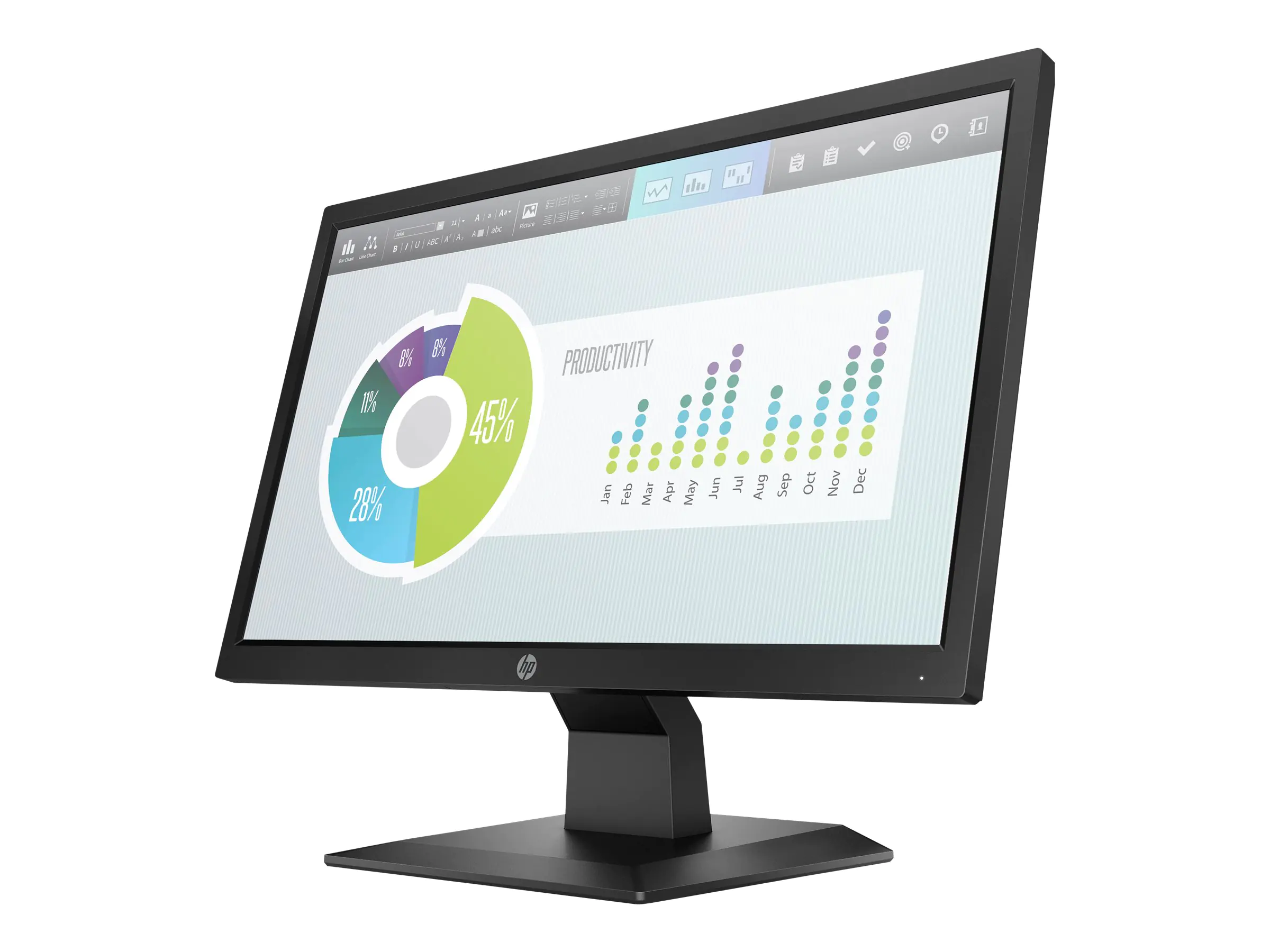 HP P204v - LED-Monitor - 49.6 cm (19.5") - 1600 x 900 HD+ @ 60 Hz - TN - 200 cd/m² - 600:1 - 5 ms - HDMI, VGA - Schwarz