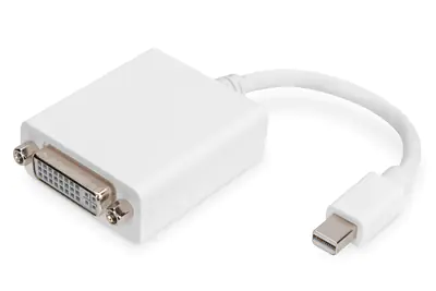 DIGITUS - Videoadapter - Mini DisplayPort (M) zu DVI-I (W) - Displayport 1.2/Thunderbolt 2 - 15 cm - 1080p-Unterstützung, 60 Hz - weiß