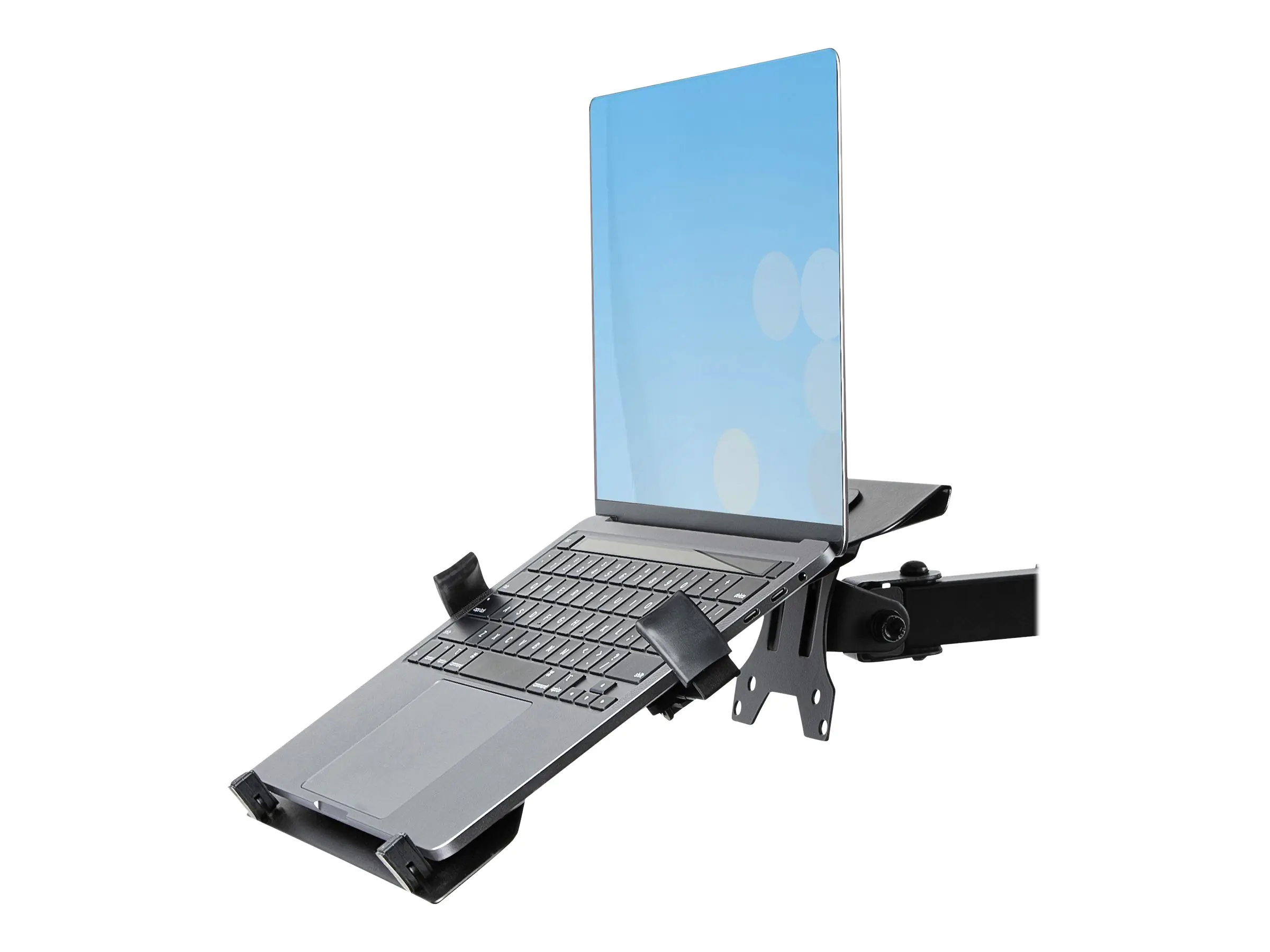 StarTech Monitor Arm with VESA Laptop Tray, For a Laptop (4.5kg / 9.9lb) and a Single Display up to 32" (8kg / 17.6lb), Black, Adjustable Desk Laptop Arm Mount, C-clamp/Grommet Mount - VESA Monitor Mount (A2-LAPTOP-DESK-MOUNT) - Befestigungskit (Notebook-