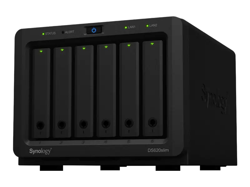 Synology Disk Station DS620slim - NAS-Server - 6 Schächte - SATA 6Gb/s - RAID RAID 0, 1, 5, 6, 10, JBOD - RAM 2 GB - Gigabit Ethernet - iSCSI Support