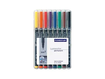 STAEDTLER Lumocolor 318 - Filzstift - permanent - für Overhead-Projektor-Folien - gemischte Farben - 0.6 mm - fein (Packung mit 8) 318 WP8