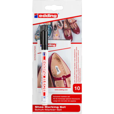 edding Textilmarker Schuh-Markier-Set 8408 0,75mm schwarz Rundspitze inkl. 10 Etikettenpaare für Schuhe edding Textilmarker Schuh-Markier-Set 8408 0,75mm schwarz Rundspitze inkl. 10 Etikettenpaare für Schuhe