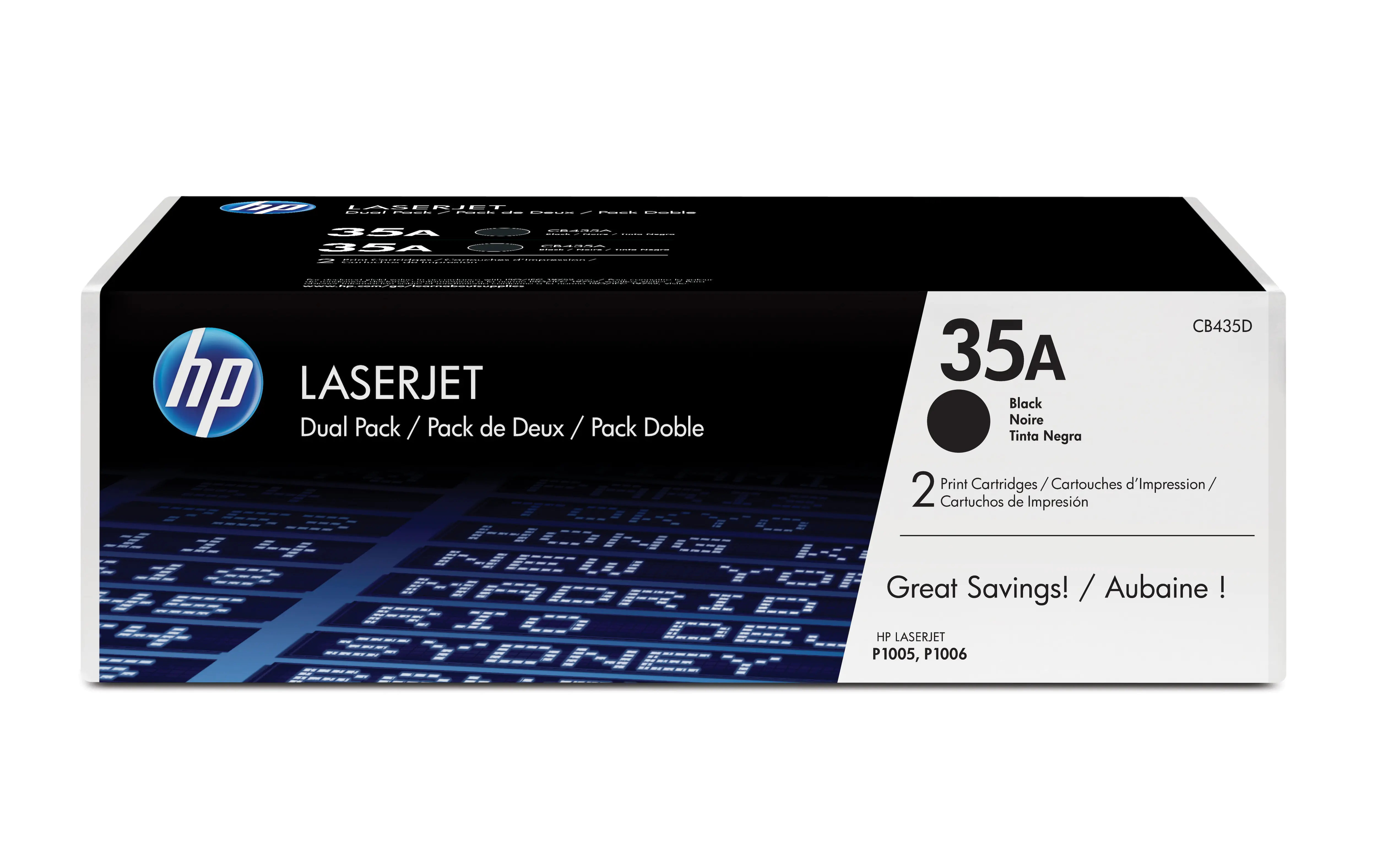 HP 35A - 2er-Pack - Schwarz - Original - LaserJet - Tonerpatrone (CB435AD) - für LaserJet 1005, P1005, P1006, P1007, P1008, P1009 HP 35A - 2er-Pack - Schwarz - Original - LaserJet - Tonerpatrone (CB435AD) - für LaserJet 1005, P1005, P1006, P1007, P1008, P1009