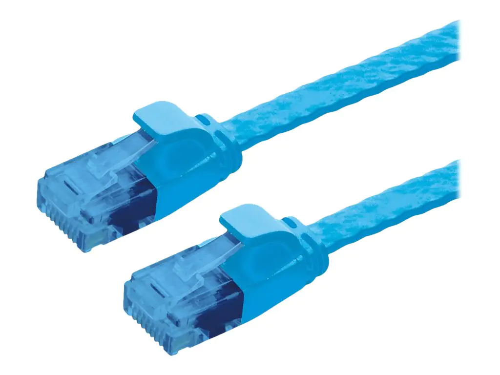 VALUE - Patch-Kabel - RJ-45 (M) zu RJ-45 (M) - 50 cm - U/UTP, nicht abgeschirmt - CAT 6a - geformt, ohne Haken, verseilt, flach - Blau