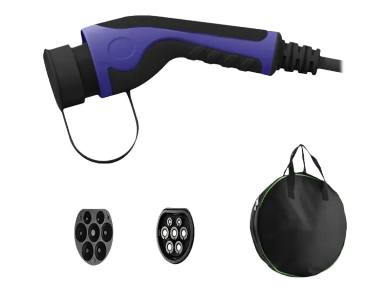 Helos - Stromkabel - IEC 62196 Type 2 (M) zu IEC 62196 Type 2 (W) - Wechselstrom 415 V - 16 A - 7.5 m - dreiphasig, 11 kW Leistung - Schwarz, Blau