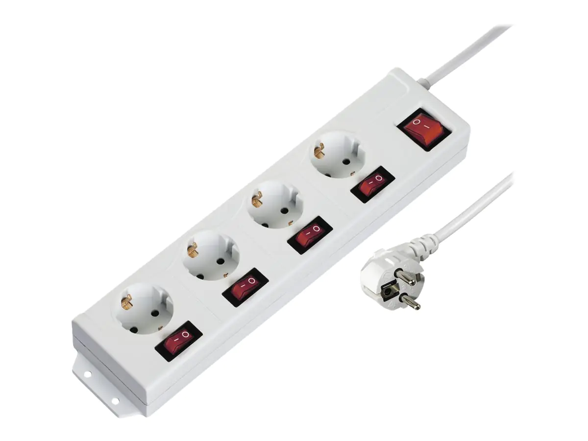Hama "4 + 1" - Steckdosenleiste - Wechselstrom 230 V - 3500 Watt - Ausgangsanschlüsse: 4 - 1.4 m Schnur - weiß
