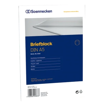 Soennecken Briefblock 2310 DIN A5 70g blanko 50Blatt weiß Soennecken Briefblock 2310 DIN A5 70g blanko 50Blatt weiß