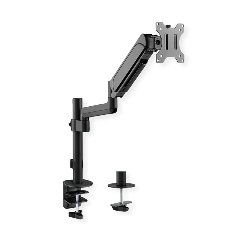 VALUE Befestigungskit (C-Klammer, Tischplattenbohrung, Stangenbefestigung, VESA-Schnellverschlussplatte, spring-assisted single arm) - für LCD-Display - 4 joints - Metall - Schwarz - Bildschirmgröße: 43.2-81.3 cm (17"-32") 17.99.1181