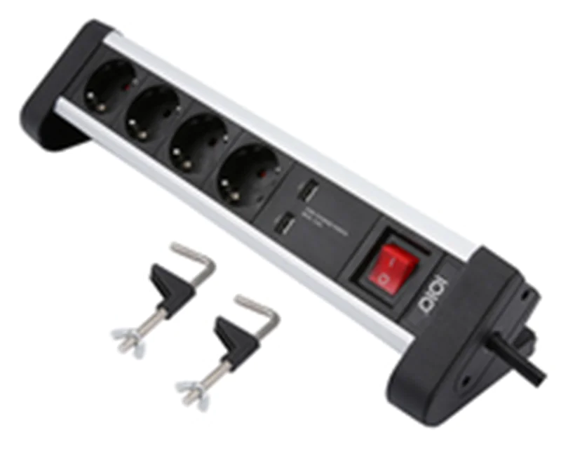 Olympia SL 2425 U, 1,5 m, 4 AC-Ausgänge, Indoor, 1,5 mm², Schwarz, Silber, Aluminium 41224