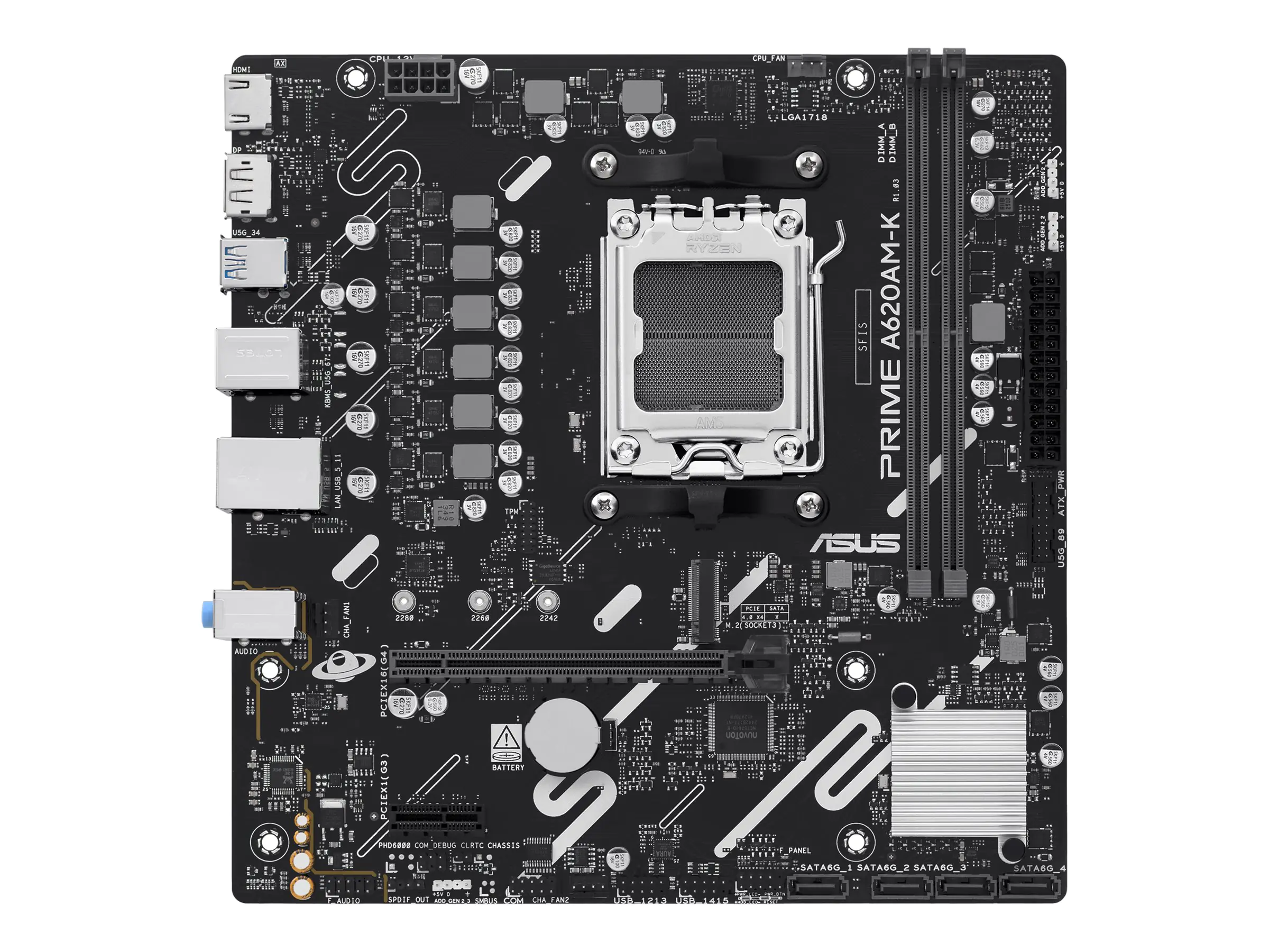 ASUS AMD A620A mATX motherboard 2xDDR5 1xHDMI 2.1 1xDP 1.4 1xM.2 4xSATA - Mainboard - AMD Sockel AM5