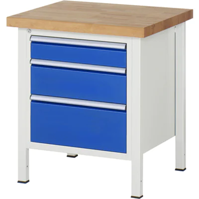 RAU Werkbank 8000 750 x 840-1.040 x 700 mm (B x H x T) enzianblau lichtgrau