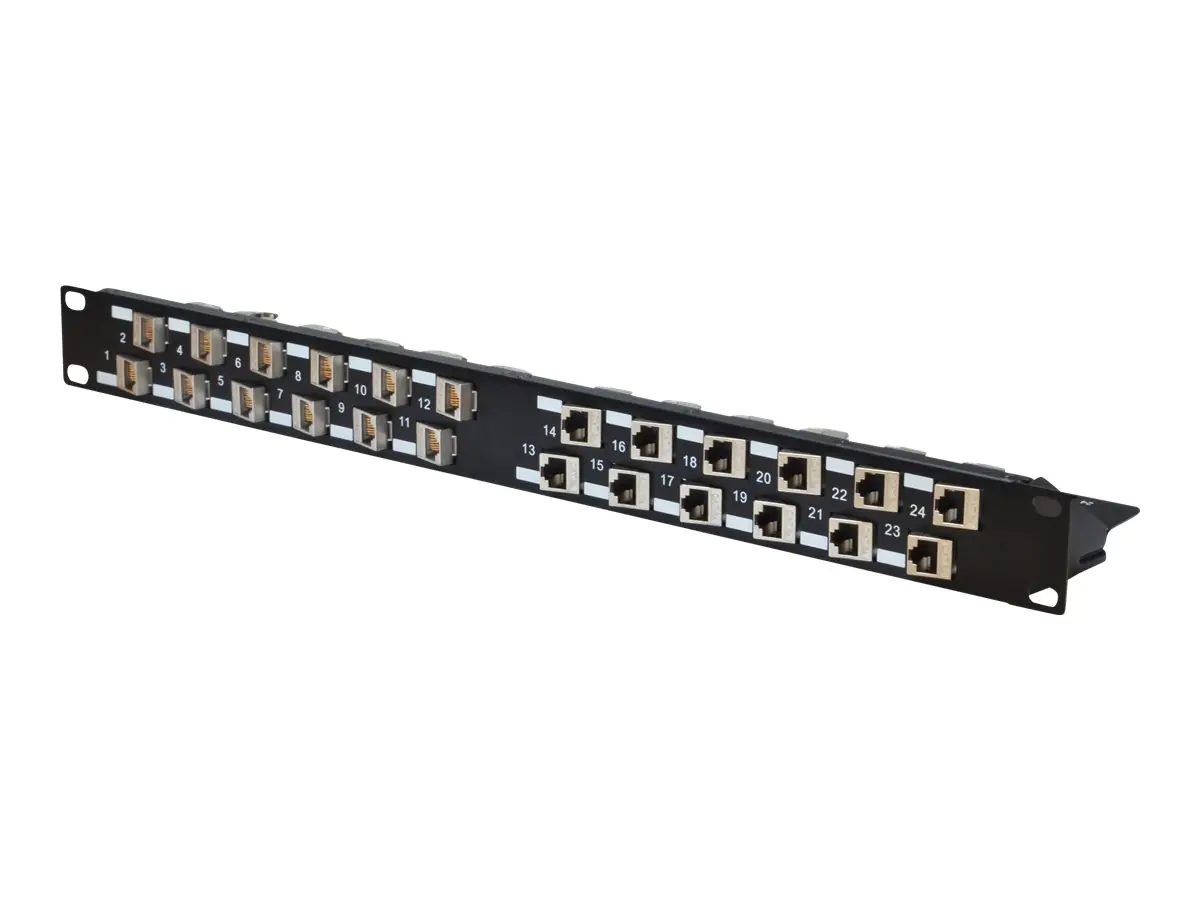 DIGITUS Professional DN-91412S-ANP - Patch Panel - CAT 6a - STP - RJ-45 X 24 - Schwarz, RAL 9005 -