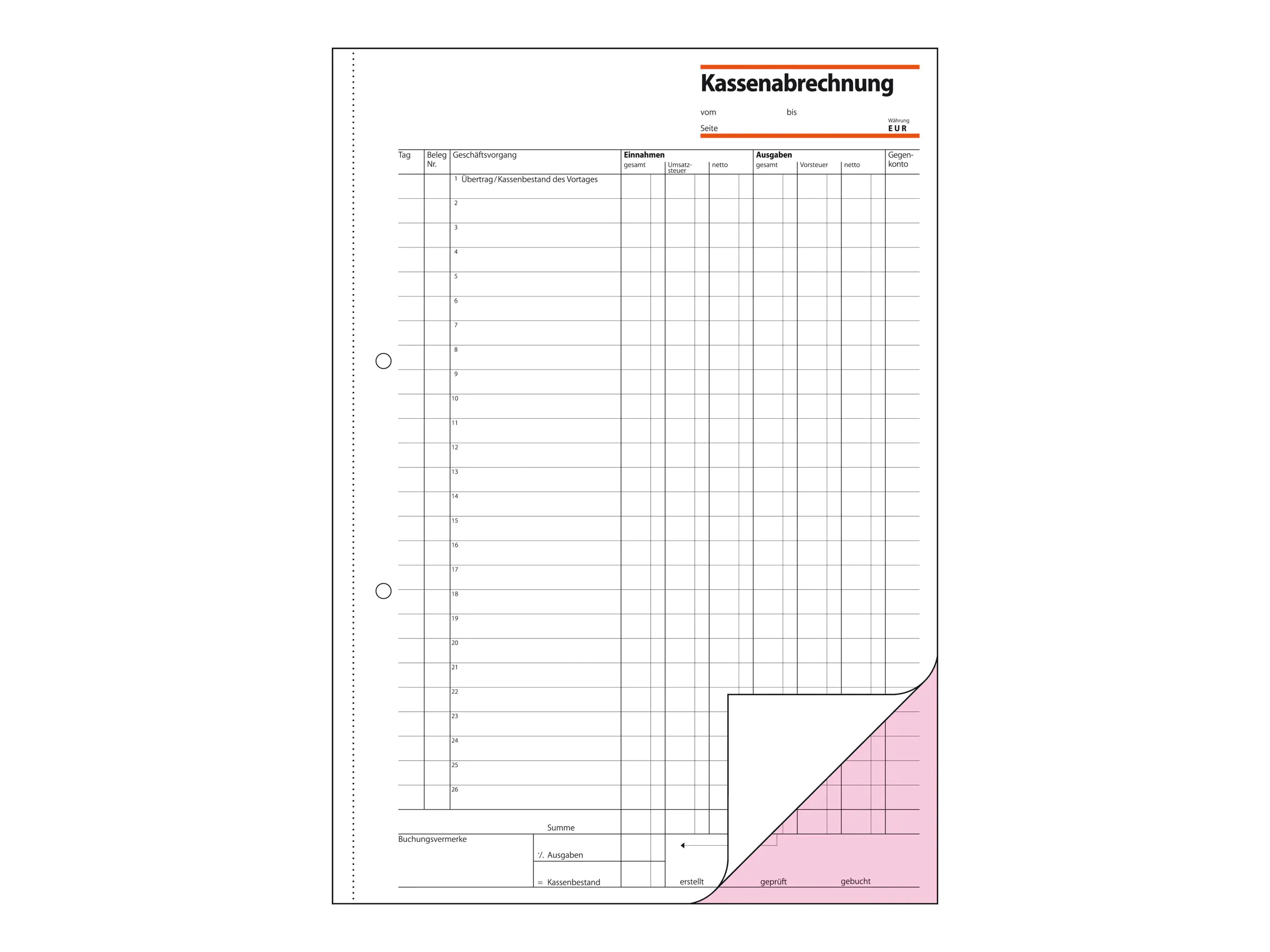 Sigel Kassenbericht - 50 Blatt - A4 (210 x KG425