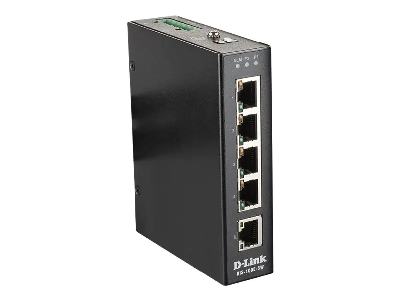 D-Link DIS 100E-5W - Switch - unmanaged - 5 x 10/100 - an DIN-Schiene montierbar, wandmontierbar - Gleichstrom