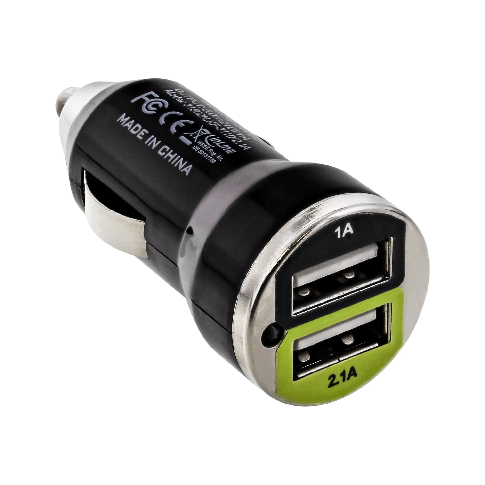 InLine USB DUAL+ KFZ-Ladeset - Stromadapter 1m Kabel - 12/24VDC zu 5V DC/2.1A 31502C