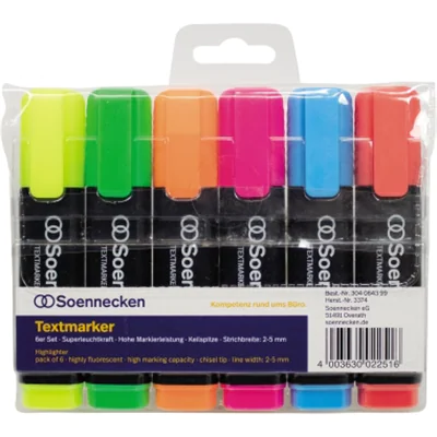 Soennecken Textmarker 3374 sortiert 6 St./Pack. Soennecken Textmarker 3374 sortiert 6 St./Pack.