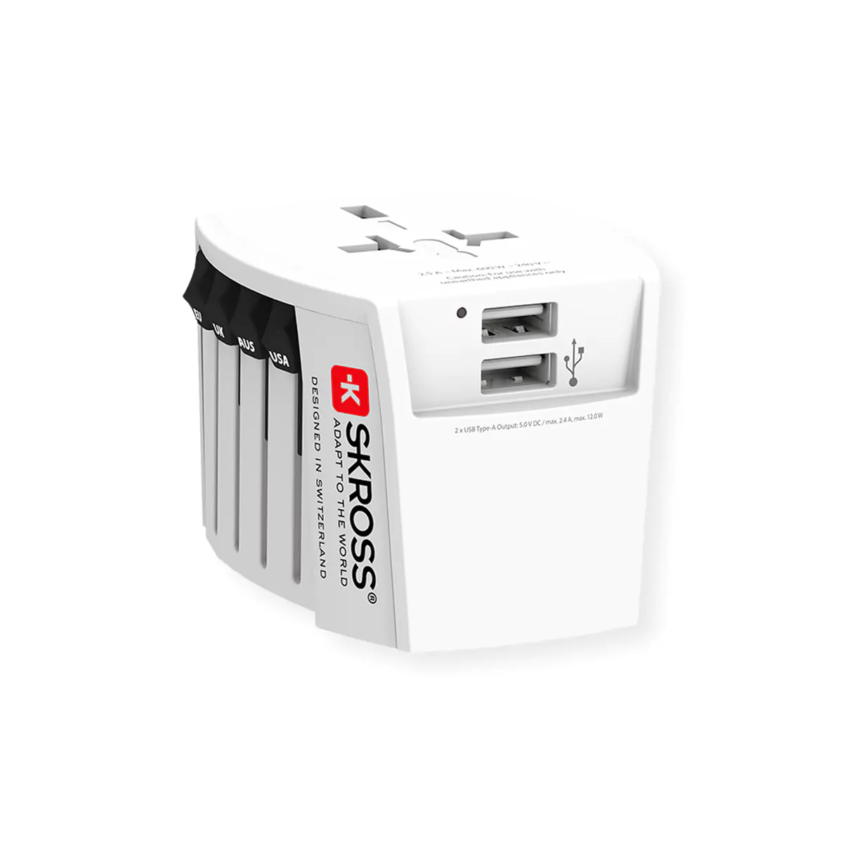 SKROSS Länderstecker MUV USB 2xA white