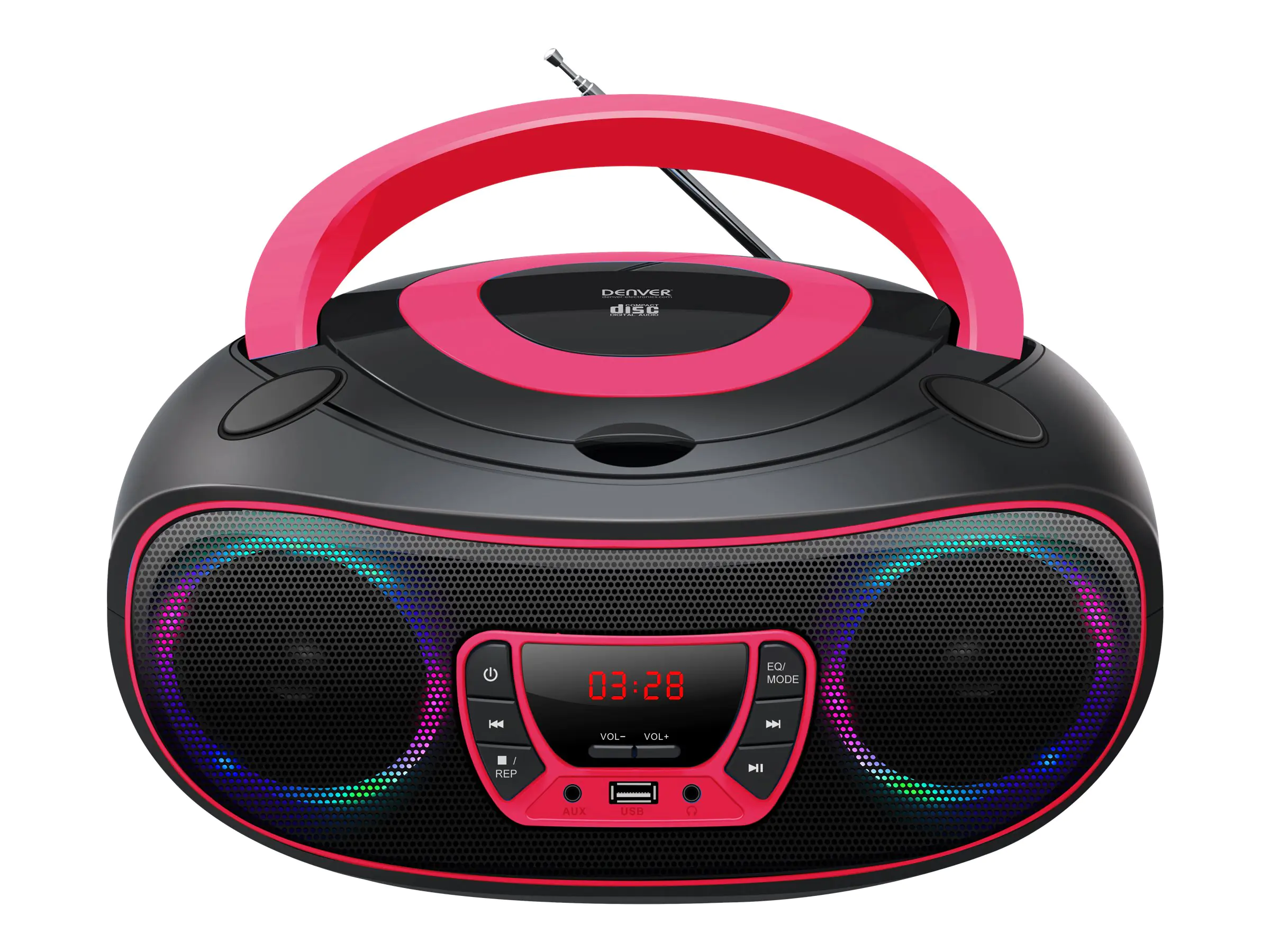 Inter Sales Denver TCL-212BT PINK - 1,19 kg - Schwarz - Pink - Tragbarer CD-Player