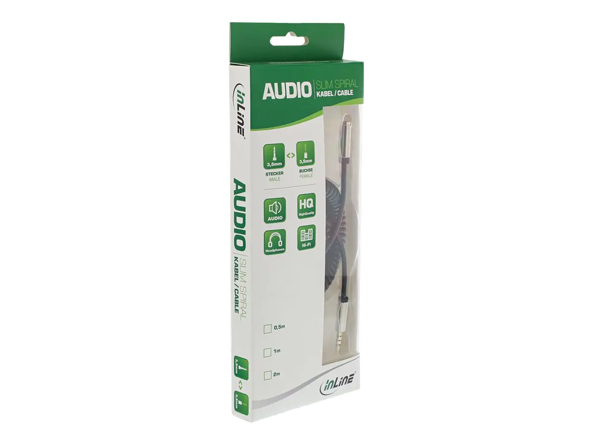 InLine Slim - Audioverlängerungskabel - 4-poliger Mini-Stecker männlich zu 4-poliger Mini-Stecker weiblich - 50 cm - Schwarz - gewickelt