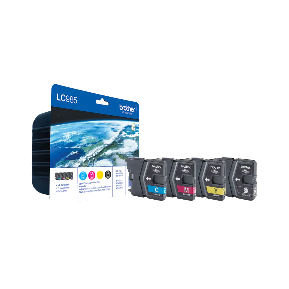 Brother LC985VALBPDR - 4er-Pack - Schwarz, Gelb, Cyan, Magenta - Original - Blisterverpackung - Tintenpatrone - für Brother DCP-J125, DCP-J140, DCP-J315, DCP-J515, MFC-J220, MFC-J265, MFC-J410, MFC-J415 Brother LC985VALBPDR - 4er-Pack - Schwarz, Gelb, Cyan, Magenta - Original - Blisterverpackung - Tintenpatrone - für Brother DCP-J125, DCP-J140, DCP-J315, DCP-J515, MFC-J220, MFC-J265, MFC-J410, MFC-J415