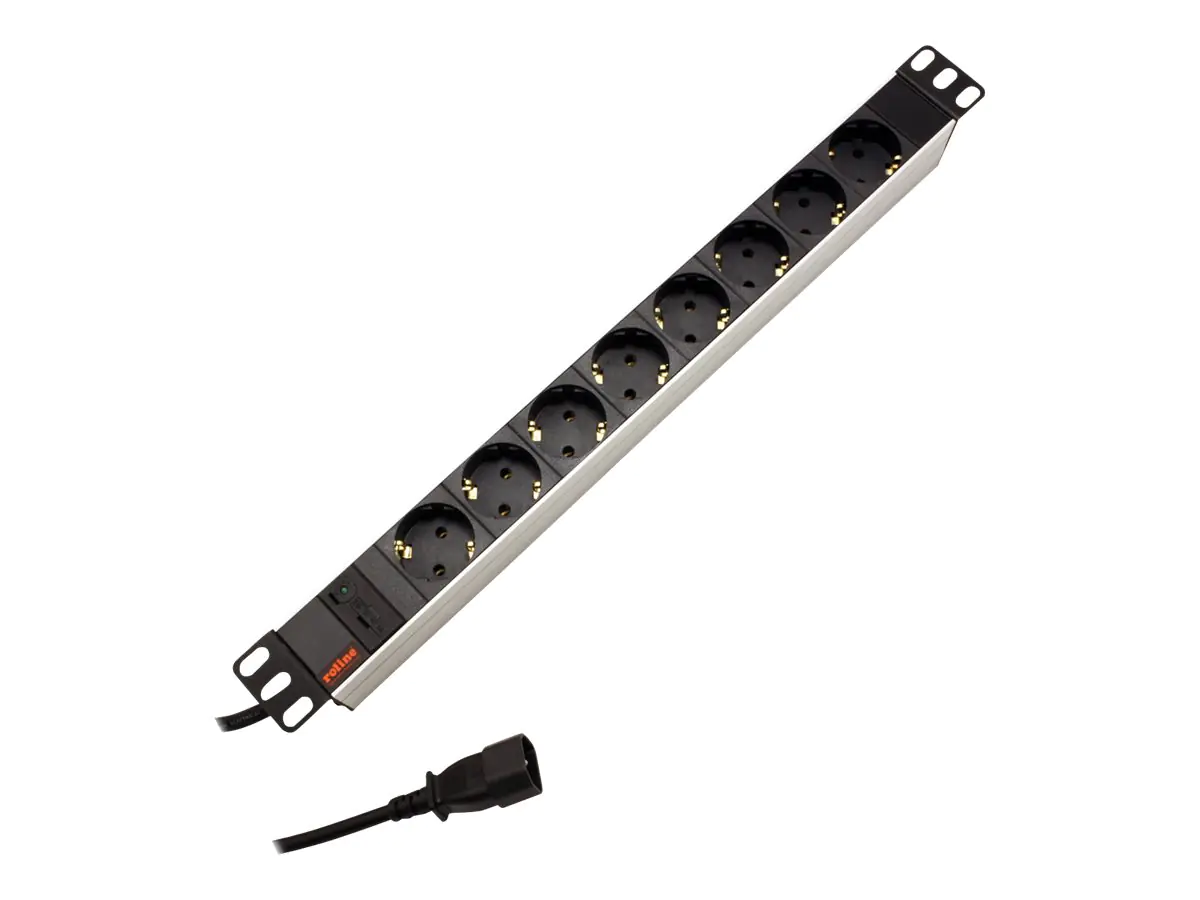 ROLINE Steckdosenleiste (Rack - einbaufähig) - 250 V - 2300 Watt - Eingabe, Eingang IEC 60320 C14 - Ausgangsanschlüsse: 8 - 1U - 48.3 cm (19") 19.07.1622