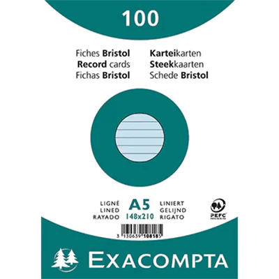 Exacompta Karteikarte 10818SE DIN A5 liniert blau 100 St./Pack. Exacompta Karteikarte 10818SE DIN A5 liniert blau 100 St./Pack.