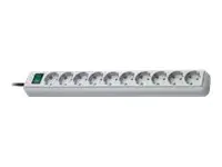 brennenstuhl Eco-Line - Steckdosenleiste - Ausgangsanschlüsse: 10 - 3 m Schnur - Hellgrau