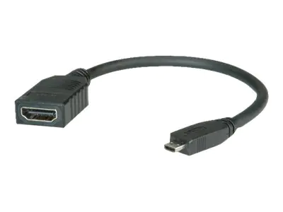 VALUE High Speed - HDMI-Kabel mit Ethernet - 19 pin micro HDMI Type D männlich zu HDMI weiblich - 15 cm - abgeschirmt - Schwarz