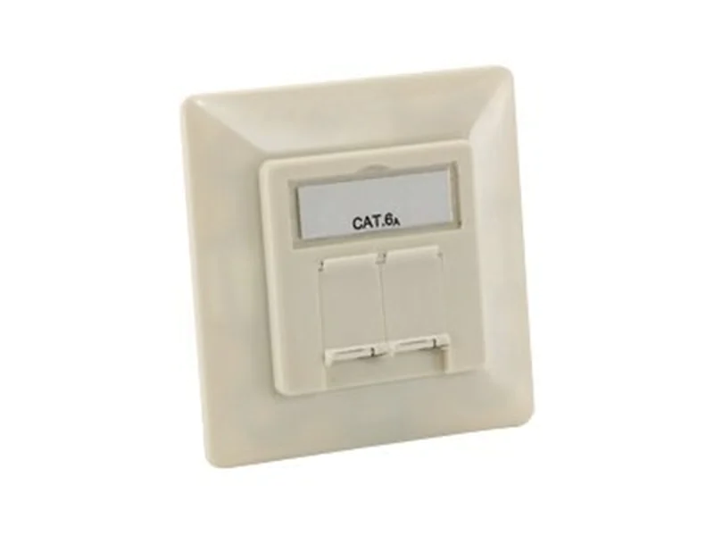 Equip Professional - Anschlussdose, Unterputz - CAT 6a - STP - RJ-45 X 2 - Pearl White, RAL 1013 (Packung mit 5) 125775