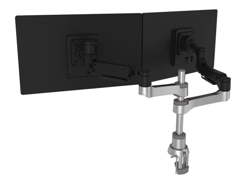 R-Go Doppelter Monitorarm Caparo - Befestigungskit (einstellbarer Monitorarm) - für 2 LCD-Displays - Aluminium - mattsilber - Bildschirmgröße: bis zu 2 x 81,3 cm (bis zu 2 x 32") - Tischmontage
