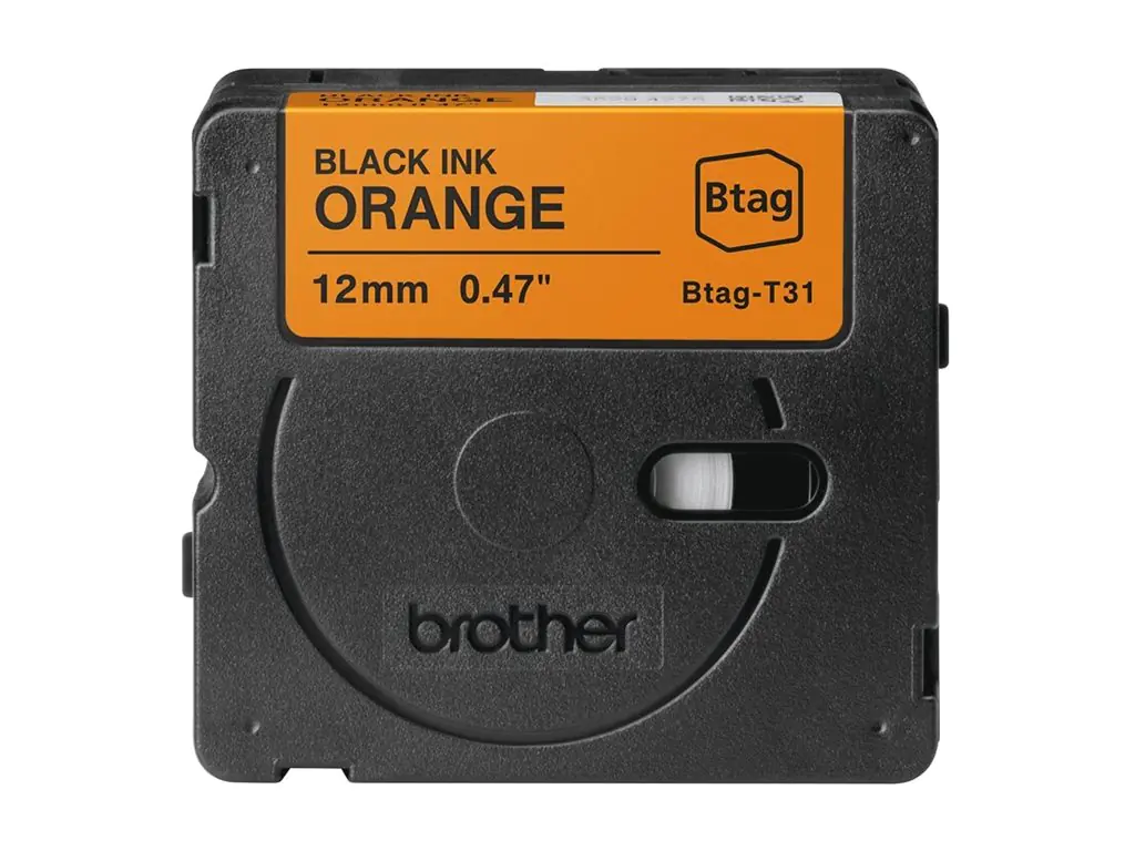 Brother Etikettenband BTAGT31 Schwarz auf Orange Rolle (1,2 cm x 4 m)