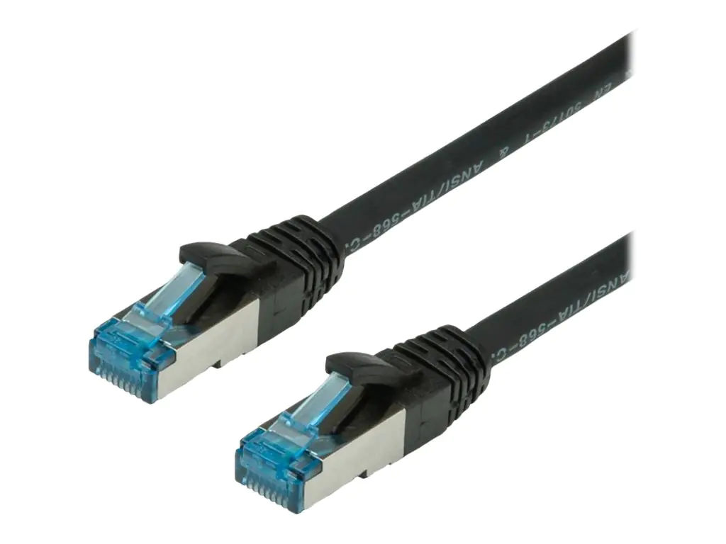 VALUE - Patch-Kabel - RJ-45 (M) bis RJ-45 (M) - 1.5 m - SFTP, PiMF - CAT 6a - halogenfrei, geformt, ohne Haken, verseilt - Schwarz