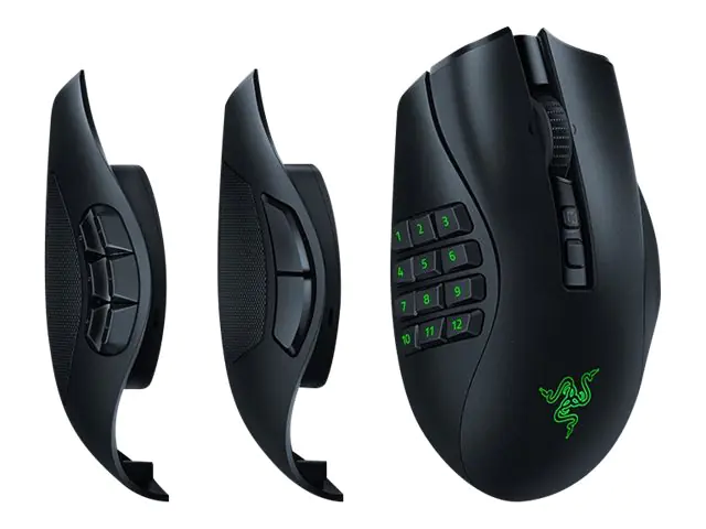 Razer Naga V2 Pro - Maus - MMO, HyperScroll Pro Rad, Gaming - ergonomisch - Für Rechtshänder - optisch - 20 Tasten - kabelgebunden, kabellos - Bluetooth, USB-C, 2.4 GHz