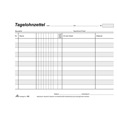 RNK Tagelohnblock 182 DIN A5 quer SD 3x40Bl. RNK Tagelohnblock 182 DIN A5 quer SD 3x40Bl.