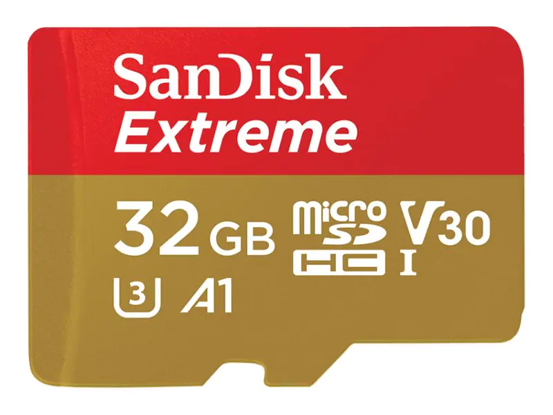 SanDisk Extreme - Flash-Speicherkarte (microSDHC/SD-Adapter inbegriffen) - 32 GB - A1 / Video Class V30 / UHS-I U3 - microSDHC UHS-I