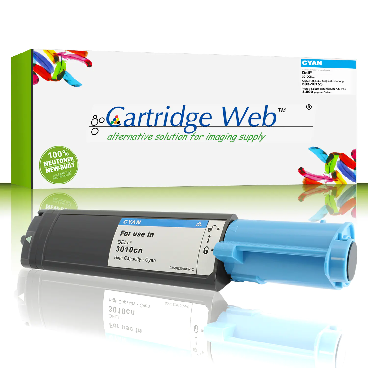 CartridgeWeb Toner kompatibel zu Dell 593-10155 TH204 cyan 4.000 Seiten Große Füllmenge 1 Stück