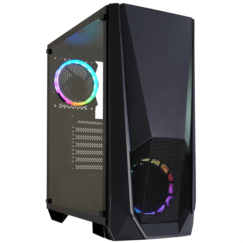 Xilence Gaming Series BLAST - Midi-Tower - ATX - Seitenteil mit Fenster (gehärtetes Glas) - keine Spannungsversorgung (ATX) - pulverbeschichtet schwarz - USB/Audio
