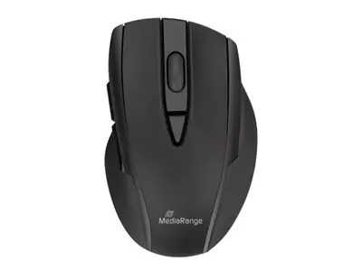 MEDIARANGE MROS217 - Maus - ergonomisch - Für Rechtshänder - optisch - 6 Tasten - kabellos - Bluetooth 5.0 - kabelloser Empfänger (USB)