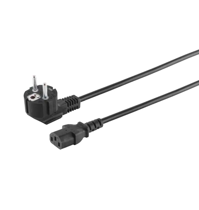 Bayko Netzanschlusskabel VDE Schutzkontaktstecker 90° auf C13, schwarz, 5,0m