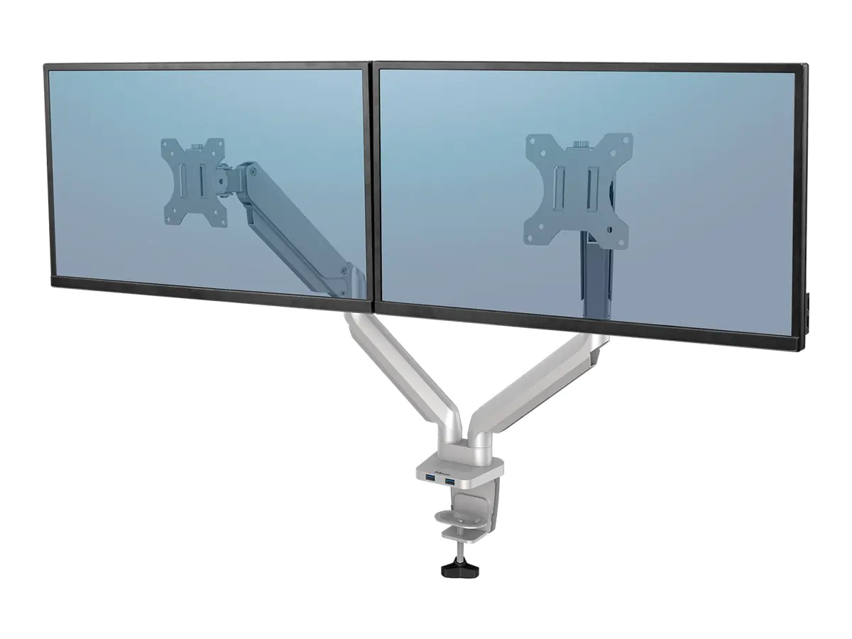 Fellowes Platinum Series - Befestigungskit - einstellbarer Doppelarm - für 2 Monitore - Aluminium - Silber - Bildschirmgröße: bis zu 68,6 cm (bis zu 27 Zoll) 8056501