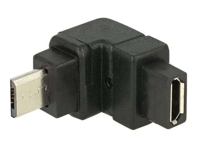 Delock - USB-Adapter - Micro-USB Typ B (W) bis Micro-USB Typ B (M) - 90° Stecker - Schwarz