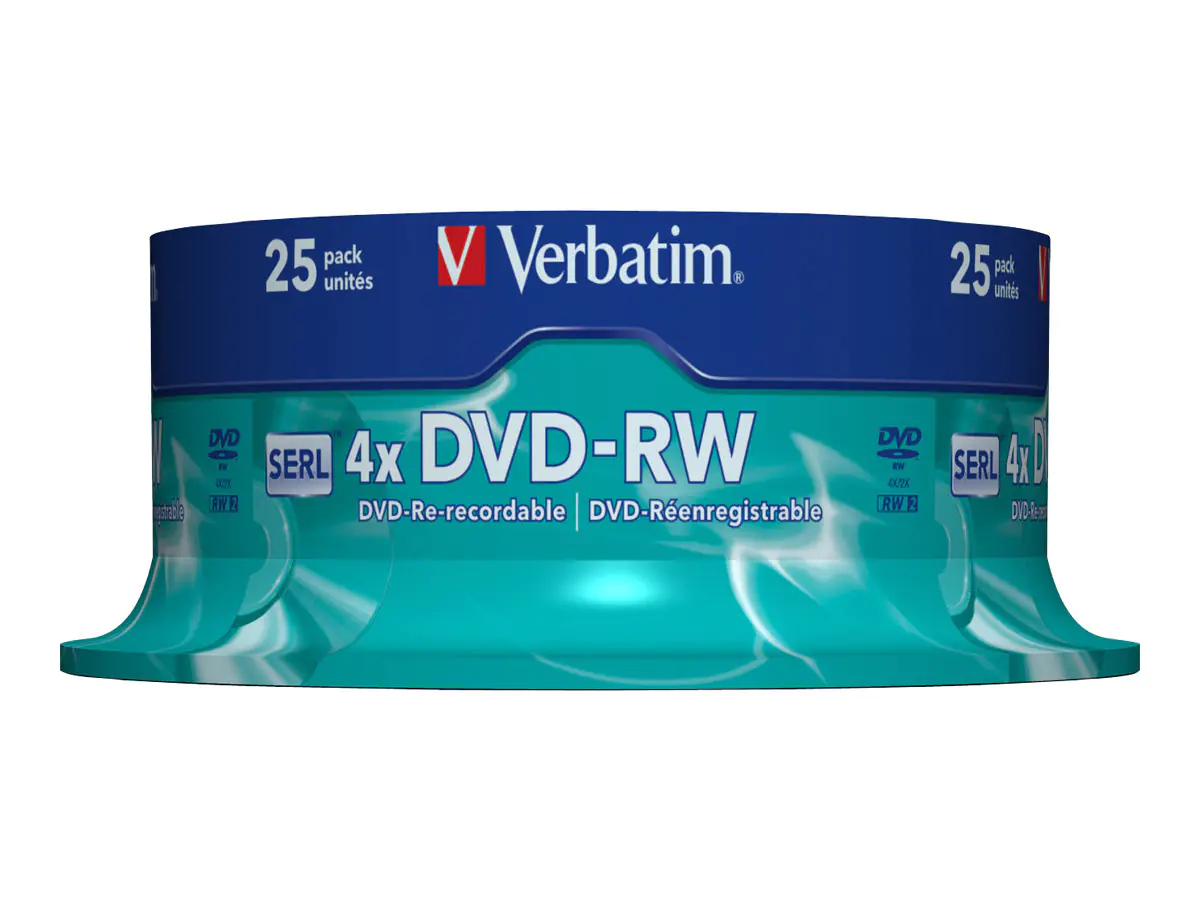Verbatim - 25 x DVD-RW - 4.7 GB (120 Min.) 4x - mattsilber - Spindel