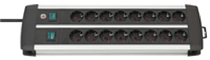Brennenstuhl 1391000916, 3 m, Drinnen, Aluminium, Schwarz, Weiß, 16 AC-Ausgänge, 515 mm