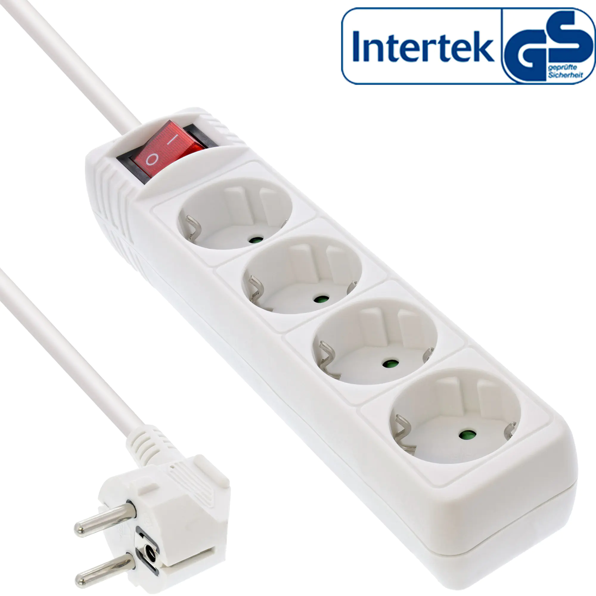 InLine Steckdosenleiste - 4-fach Schutzkontakt - mit Schalter - weiß - 3m 16443G