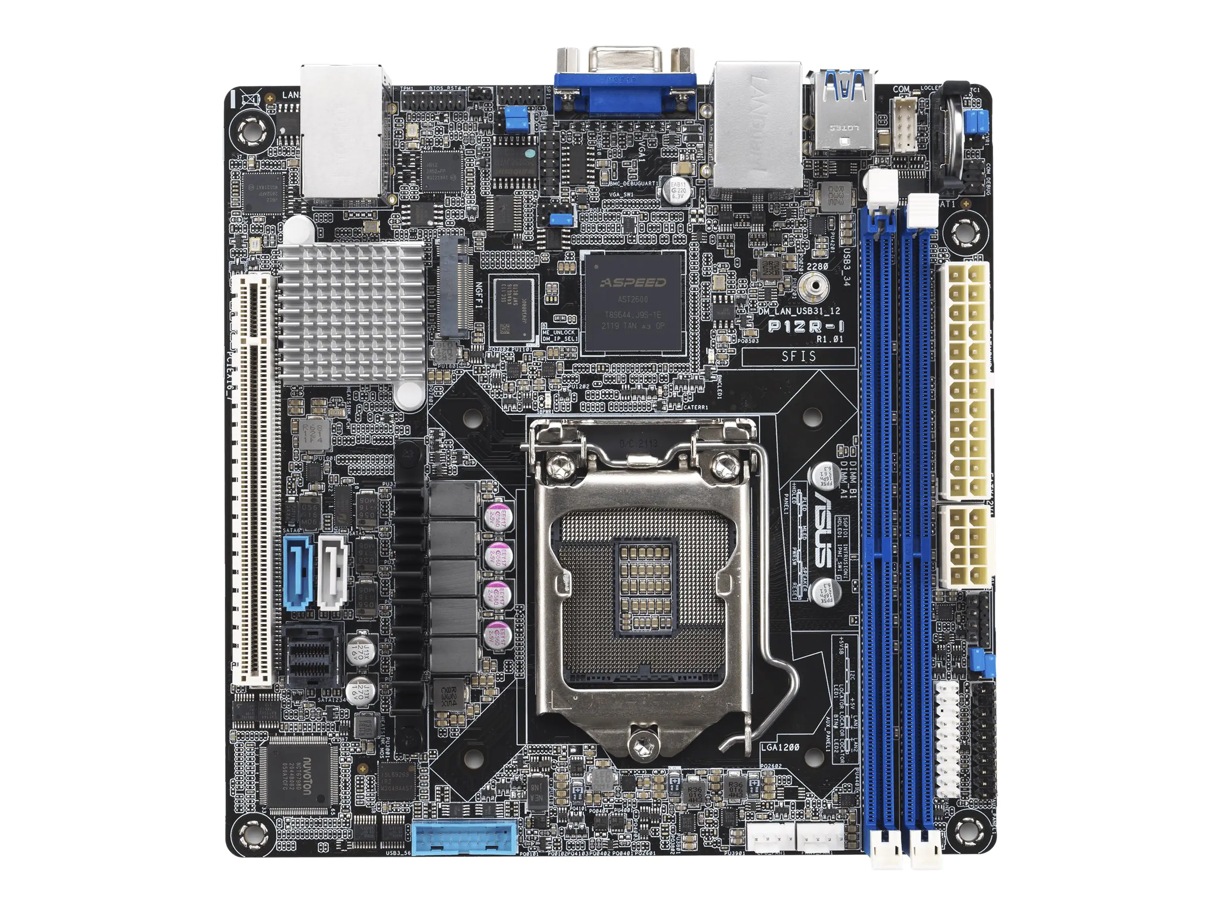 ASUS P12R-I - Motherboard - Mini-ITX - LGA1200-Sockel - C252 Chipsatz - USB 3.2 Gen 1 - 2 x Gigabit LAN - Onboard-Grafik